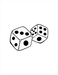 Two dice icon pattern black and white outline