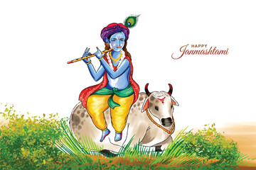Lord krishna janmashtami religious holiday card background