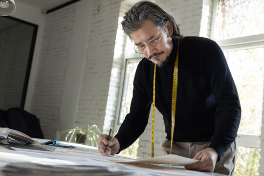 Authoritative fashion designers draw design drafts