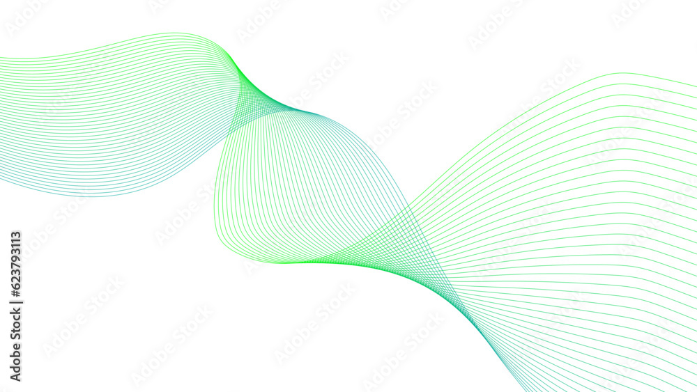 Wall mural abstract colorful green lines on a white background. futuristic colorful blend wave lines on transpa