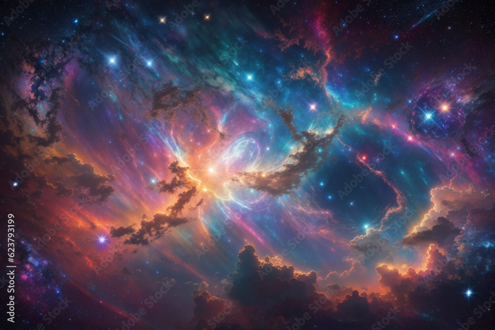 Wall mural colorful space galaxy cloud nebula. stary night cosmos. universe science astronomy. supernova backgr