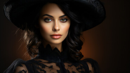 Fashion Dark and Colorful Styles for Halloween Celebrations Glamorous Portrait Beautiful Woman with Stylish Makeup and Sunglasses Trendy. Lifestyle Model in Pretty Girl with Bright Lip and Hairstyle