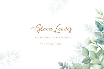 watercolor green leaves background
 
