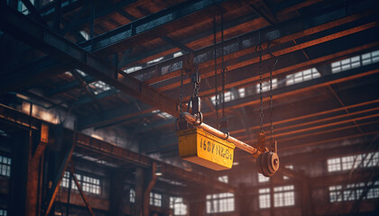 Industrial overhead crane in factory