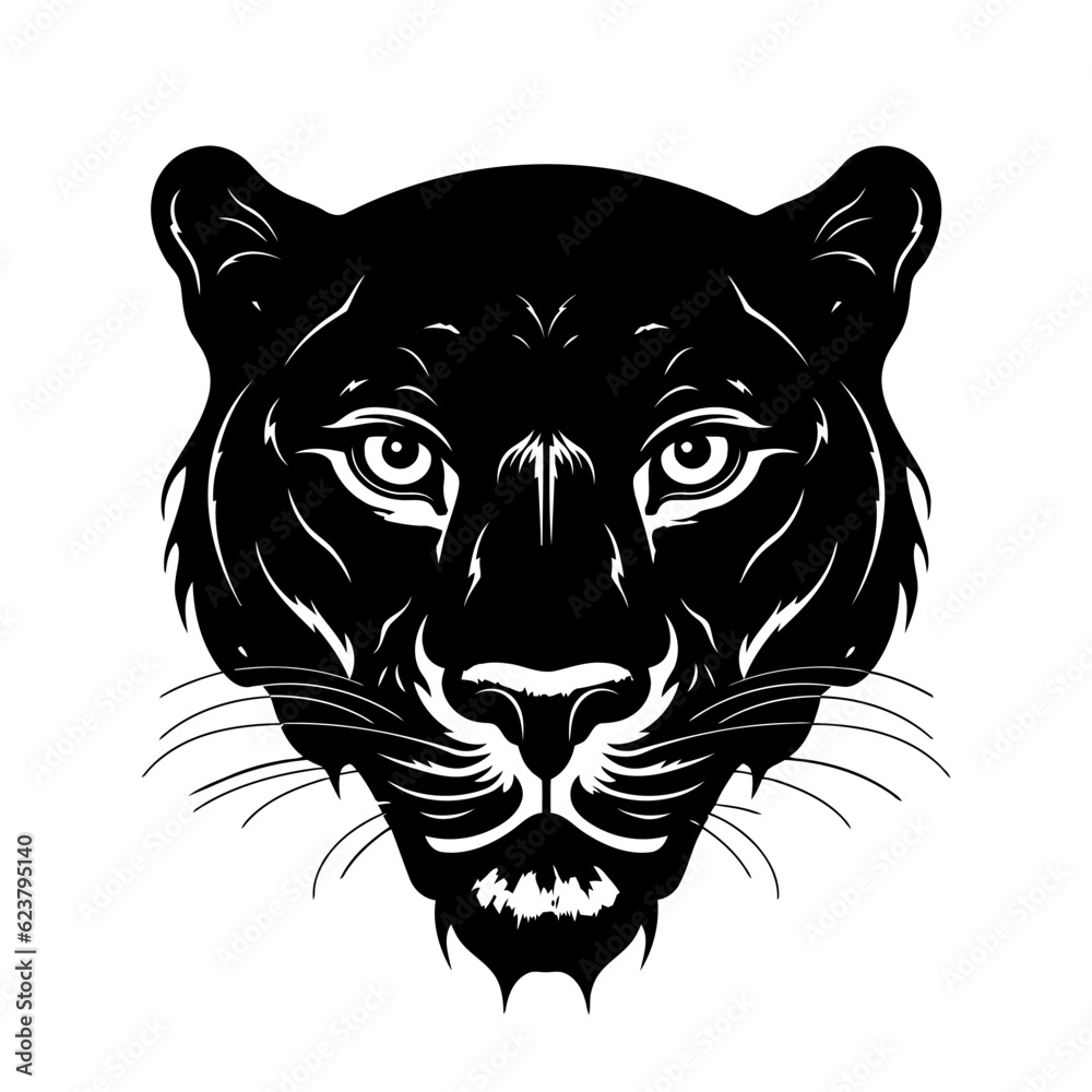 Wall mural Panther head logo design. Abstract drawing panther face. Cute panther face