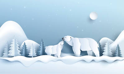 Wildlife Winter Scenes with polar bear - 623795303