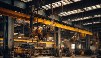 Fototapeta na wymiar Industrial overhead crane in factory