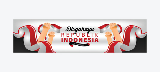 Horizontal celebration of indonesia independence day greeting banner design