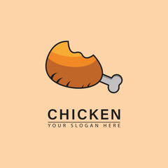 Simple fried chicken thigh logo icon vector.