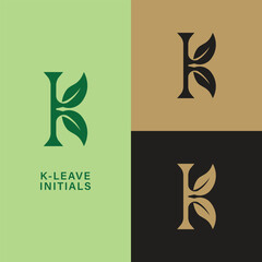 Simple initial K leaf logo icon vector.
