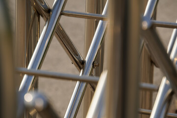 close up of aluminum fence. abstract background