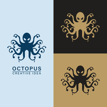 Spooky octopus monster logo icon.