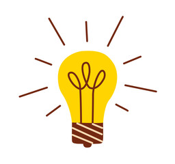 Electric lightbulb, glowing lamp. Lit light bulb, symbol of creative idea, solution, inspiration. discovery concept.