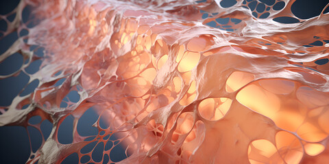 Microscopic view of bone fibre, generative Ai