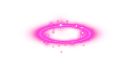 Pink halo angel ring Isolated on transparent background. Abstract light lines of movement and speed. Light ellipse. Galaxy Glint. Glowing podium. Space tunnel. Light everyday glowing effect. PNG.