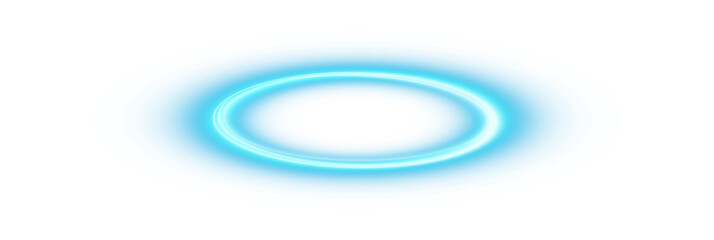 Blue halo angel ring Isolated on transparent background. Abstract light lines of movement and speed. Light ellipse. Galaxy Glint. Glowing podium. Space tunnel. Light everyday glowing effect. - obrazy, fototapety, plakaty
