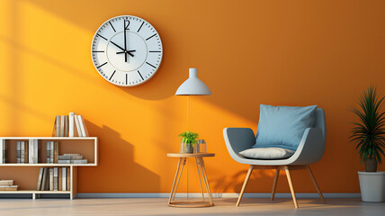 Wall Clock and Furniture in a Clean Living Space