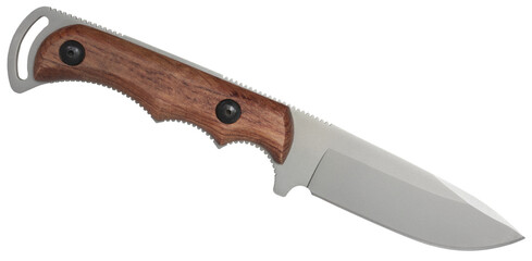 Stainless steel knife with wood grip