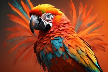 Fototapeta premium Orange and yellow Macaw Parrot | Ai Generative art 