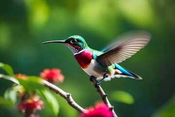 Naklejka premium Hummingbird on a branch | Ai Generative 