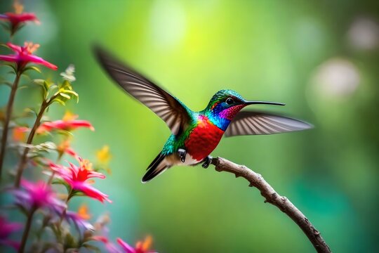 hummingbird and flower | ai generative image