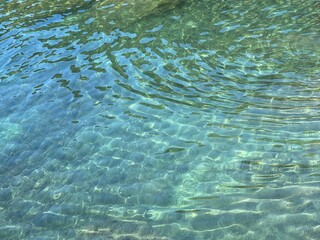 Sea water ocean clear rippled surface turquoise blue beautiful seascape.