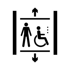 ISO 7001 AC 003: Accessible elevator or lift sign. Lift icon with arrow pointing down and up © de-nue-pic