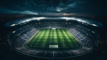 Photo top view of a soccer stadium, Generative Ai