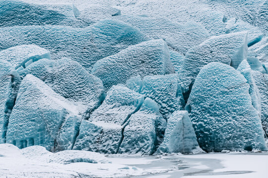 Glacier in winter landscape with snow in Iceland