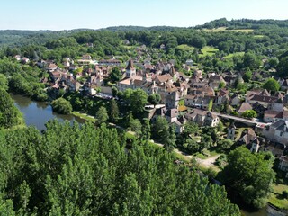  Carennac Dordogne valley France  medieval Village UK drone,aerial