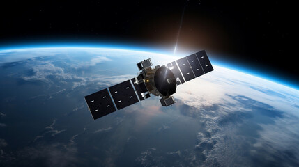 Obraz na płótnie Canvas Satellite in orbit around the earth, Generative Ai