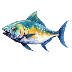 Fish watercolor vector illustration, Seafood