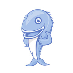 Cartoon fish character design isolated on white background.