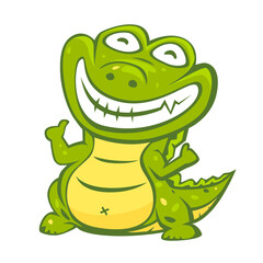Naklejka premium Cartoon crocodile character design isolated on white background. Cute and funny animal design