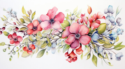 Watercolor floral illustration, Generative Ai