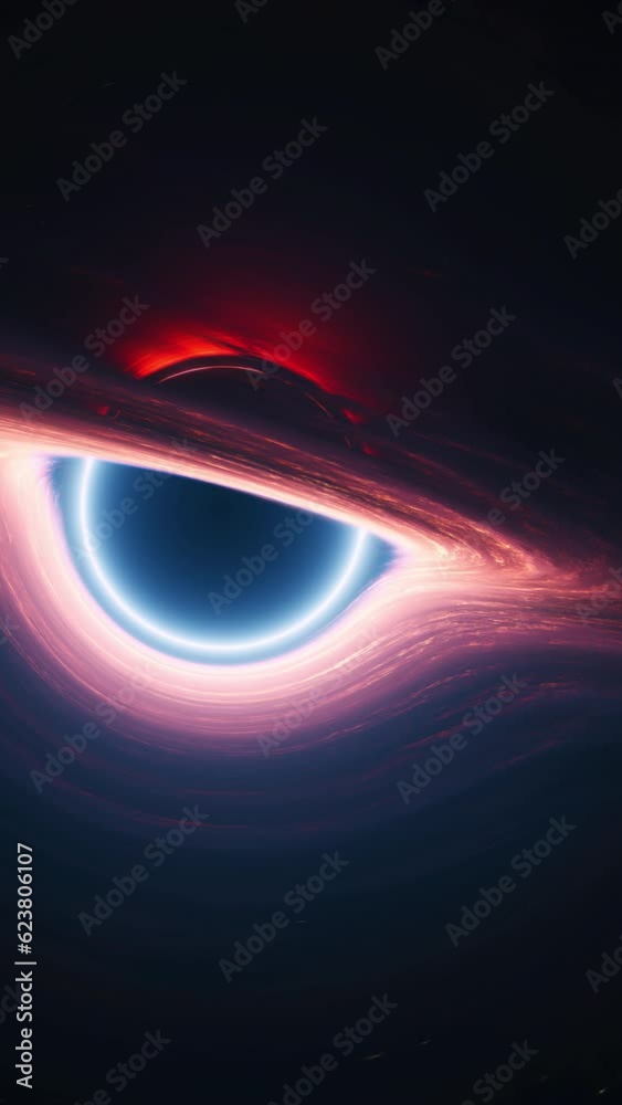 Wall mural interstellar black hole in outer cosmos. giant singularity with glowing rotating accretion disk. ver