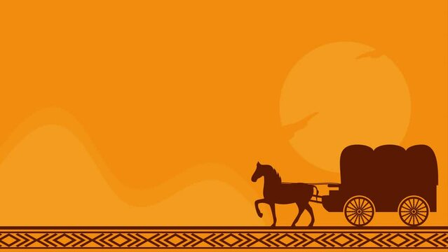 pioneer day background footage animation suitable for use on pioneer day moment in united states with west american emigrant wagon