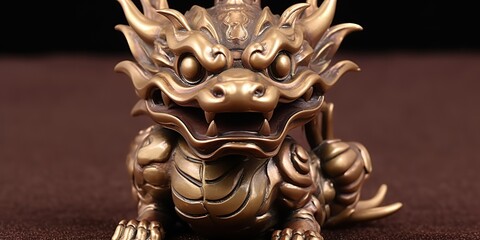 Fototapeta premium AI Generated. AI Generative. Traditional classic chinese asian dragon copper symbol of power. Graphic Art