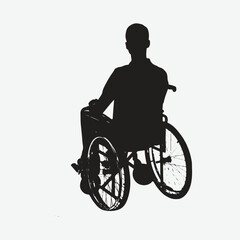 Empowering Diversity, Silhouettes of Young Men in Wheelchairs Showcasing Strength and Resilience