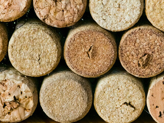 Wine corks. Background or texture depicting various wine corks.