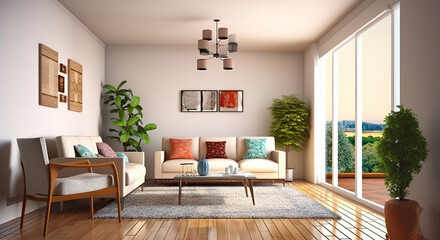 A Showcase of Contemporary Design in the Living Room. Generative AI