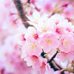 Obraz premium beautiful Flower Pink Wild Himalayan Cherry Cherry Blossom or Sakura Generative AI 