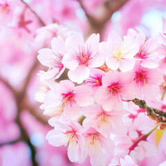 beautiful Flower Pink Wild Himalayan Cherry Cherry Blossom or Sakura Generative AI
