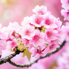 Naklejka na ściany i meble Beautiful Cherry blossom, pink sakura flower Generative AI 