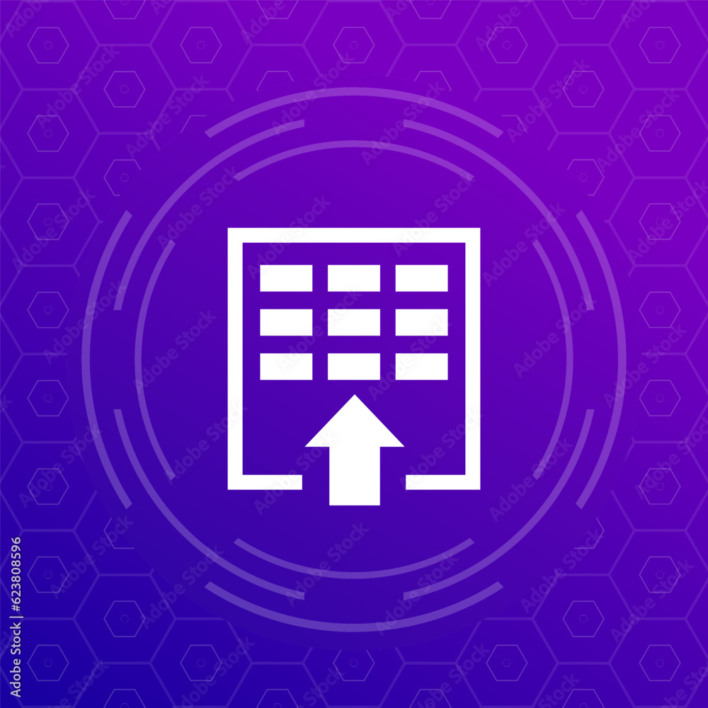 Poster import icon with a spreadsheet, vector