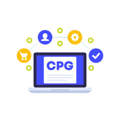 CPG, Consumer packaged goods vector illustration