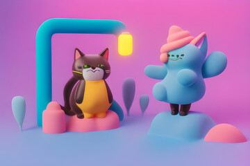 Fototapeta premium cat and mouse,generative AI ,생성형,인공지능
