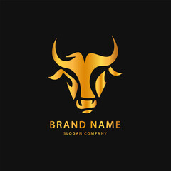 Bull logo. Premium logo for steakhouse, Steakhouse or butchery. Abstract stylized cow or bull head with horns symbol. Creative steak, meat logo.
