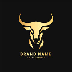 Bull logo. Premium logo for steakhouse, Steakhouse or butchery. Abstract stylized cow or bull head with horns symbol. Creative steak, meat logo.