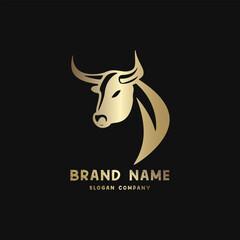 Bull logo. Premium logo for steakhouse, Steakhouse or butchery. Abstract stylized cow or bull head with horns symbol. Creative steak, meat logo.
